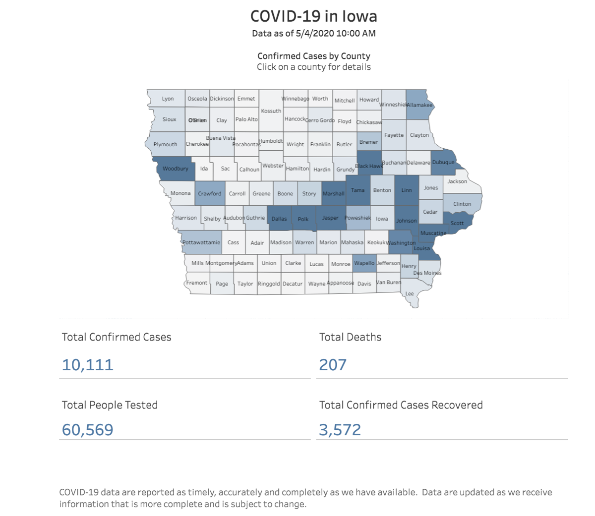 Iowa Covid 19 Cases Increase By 408 To 10 111 Jackson County Stays At Five Cases State Death Toll Grows By 19 Coronavirus Updates Bellevueheraldleader Com