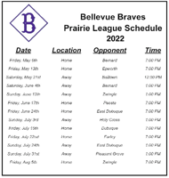 Bellevue Braves 2022 Schedule