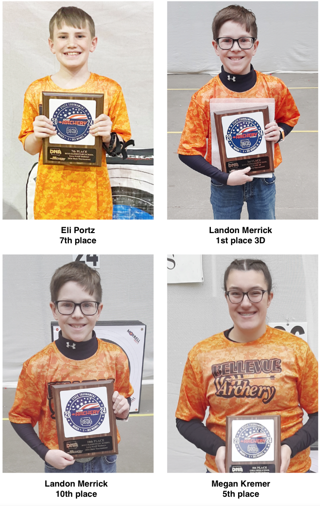 Bellevue Archery at NASP State Tournament; three advance to nationals