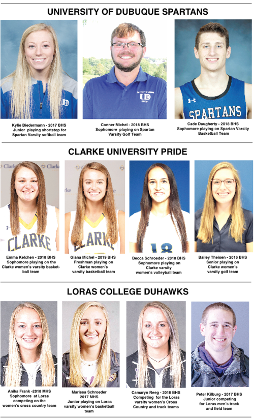 Bellevue and Marquette Alumni Competing at Dubuque Colleges