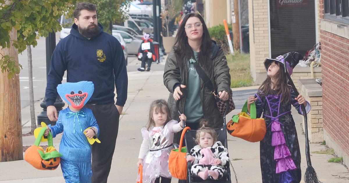 Kids in costumes at Downtown Beloit Halloween parade