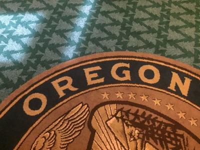 OREGON CAPITAL INSIDER - Carpet in the Oregon governor's ceremonial office in the state Capitol in Salem