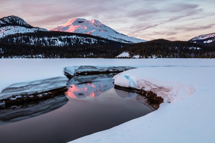 South Sister Reflected in Soda Creek at Sunrise, Deschutes National Forest, Oregon (copy)