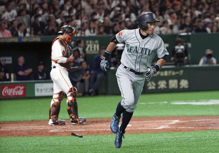 Seattle Mariners' Ichiro Suzuki grounds out during the fourth