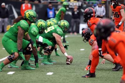 Oregon hosts Oregon State at Autzen Stadium in Eugene Nov. 27, 2021, in the 125th edition of this college football rivalry.
