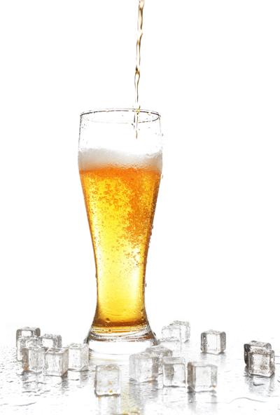 Pouring beer into glass isolated on white (copy)