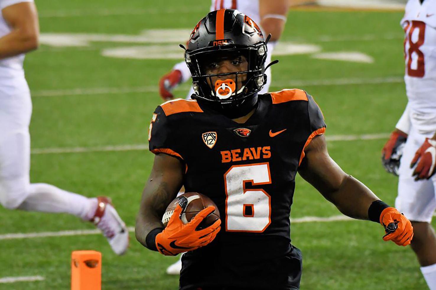 Oregon State running back Jermar Jefferson selected by Detroit Lions in seventh round of 2021
