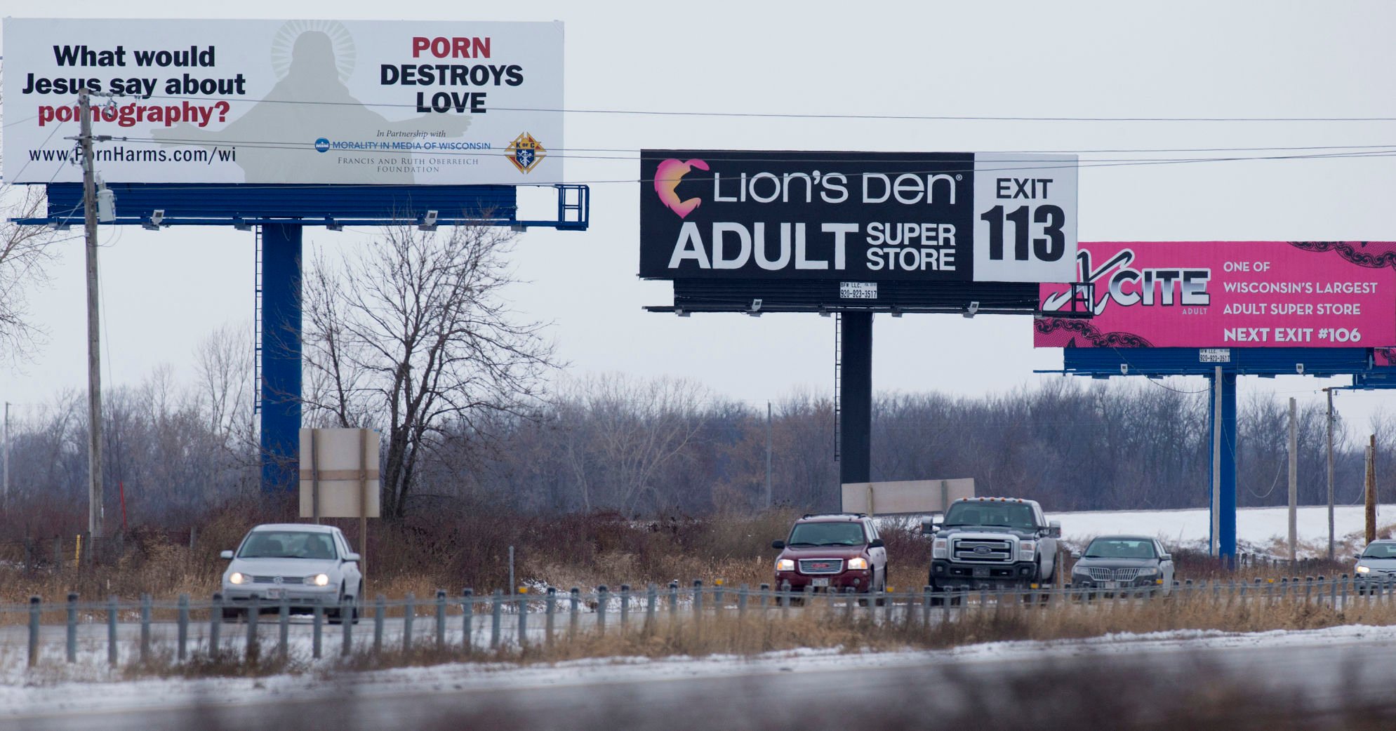 In battle of sex shop billboards a sign arrives from above