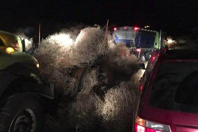 Several Cars Trapped Overnight Inside Monster Tumbleweed Pile In