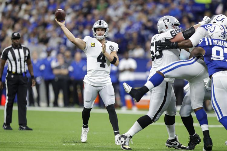 Oakland Raiders defensive end Josh Mauro (97) celebrates his