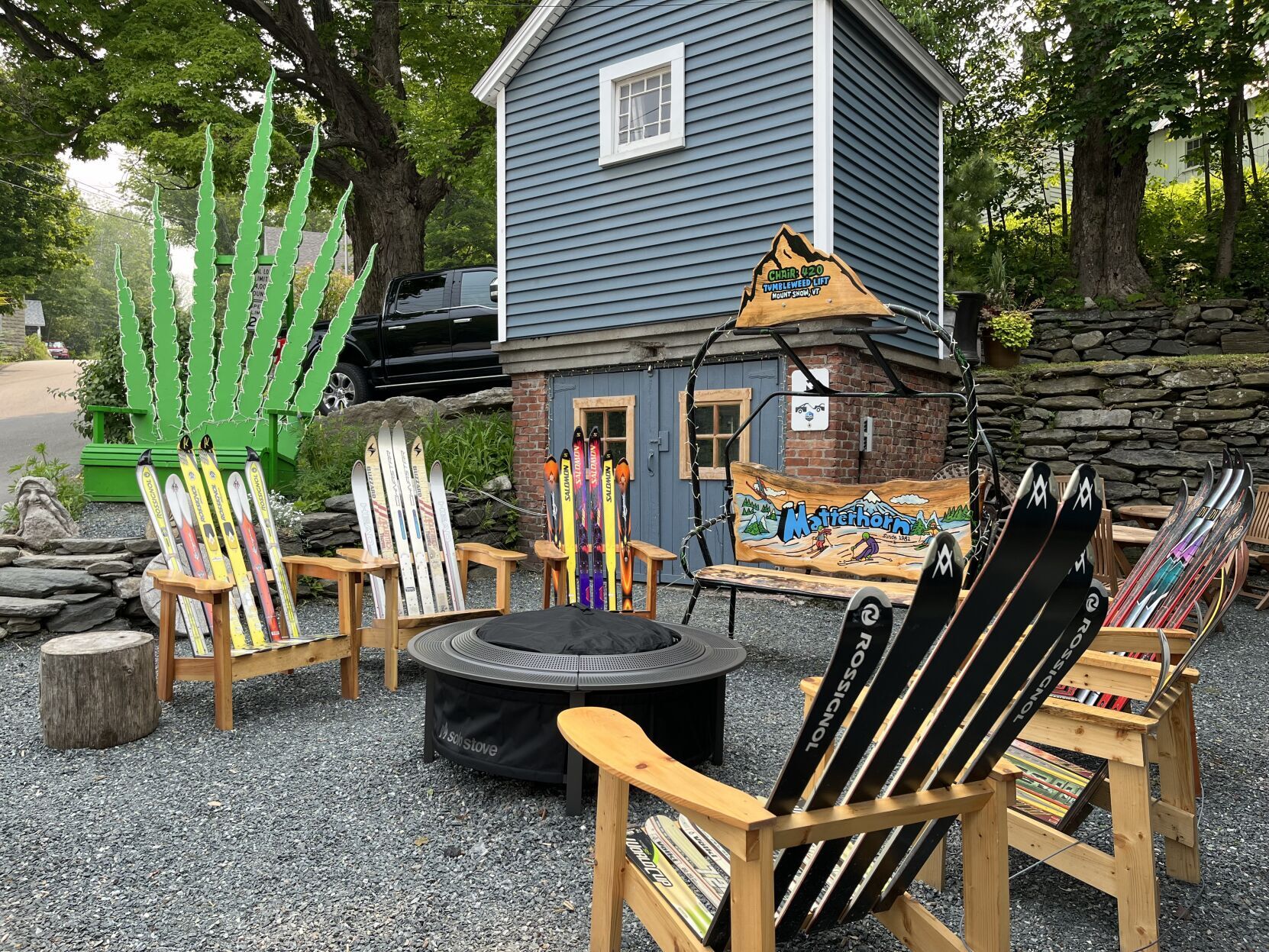 Green leaf chair at Matterhorn Apothecary stirs the pot