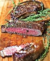 Rib-eye steaks with thyme-garlic butter