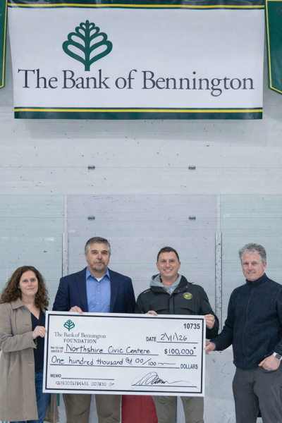 The Bank of Bennington check  Northshire Civic Center, Riley Rink at Hunter Park  Manchester Vermont