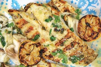 Grilled halibut is summer on a plate