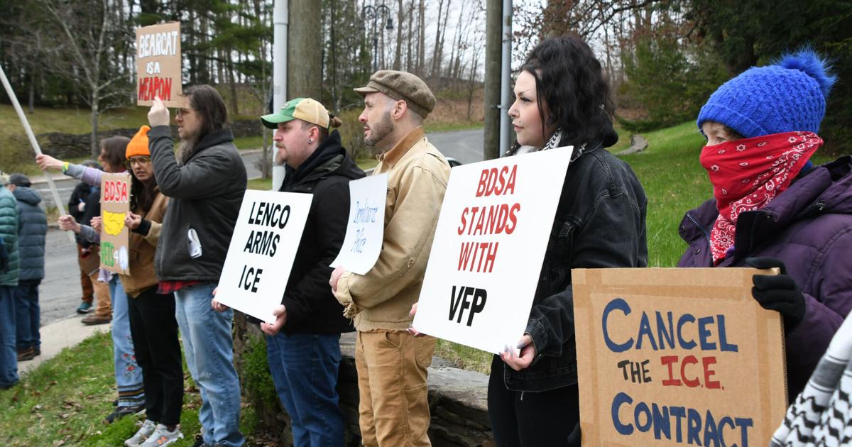 Demonstrators call on Lenco Industries in Pittsfield to decline further ICE contracts