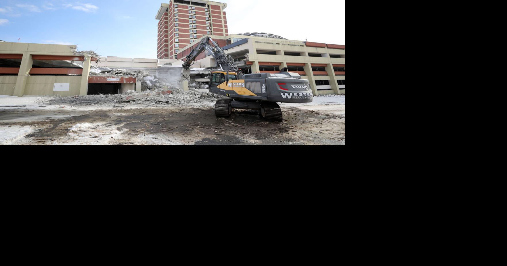 Watch the condemned Holiday Inn parking garage in Pittsfield get demolished