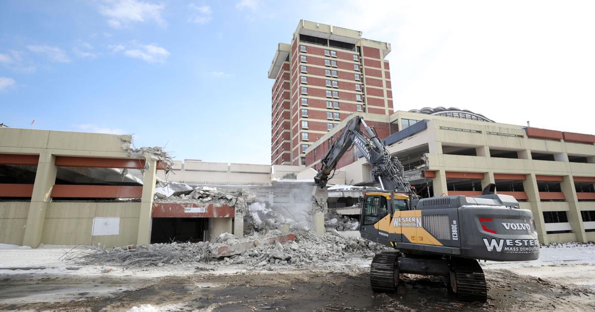 Watch the condemned Holiday Inn parking garage in Pittsfield get demolished