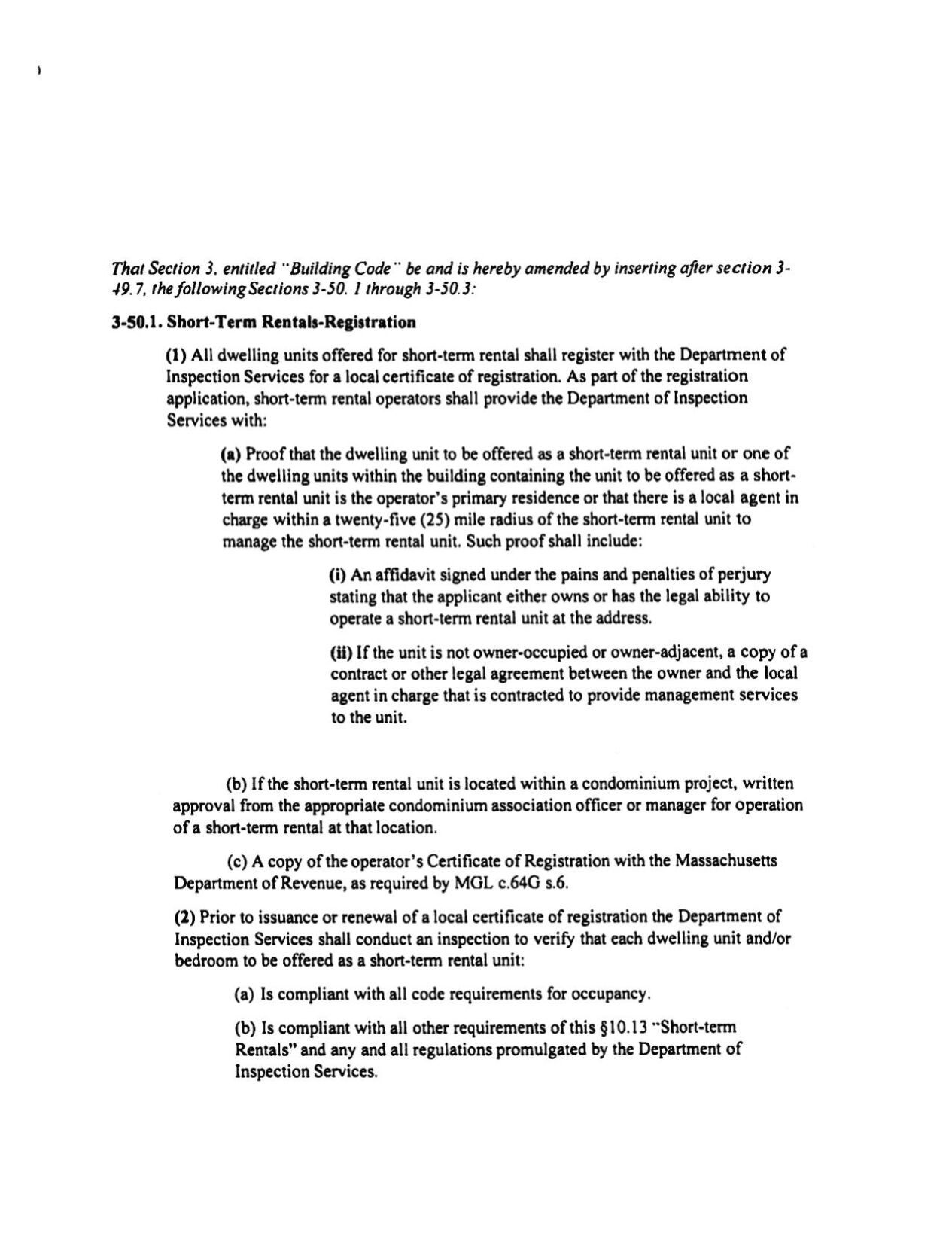 Short-term rental proposed ordinances