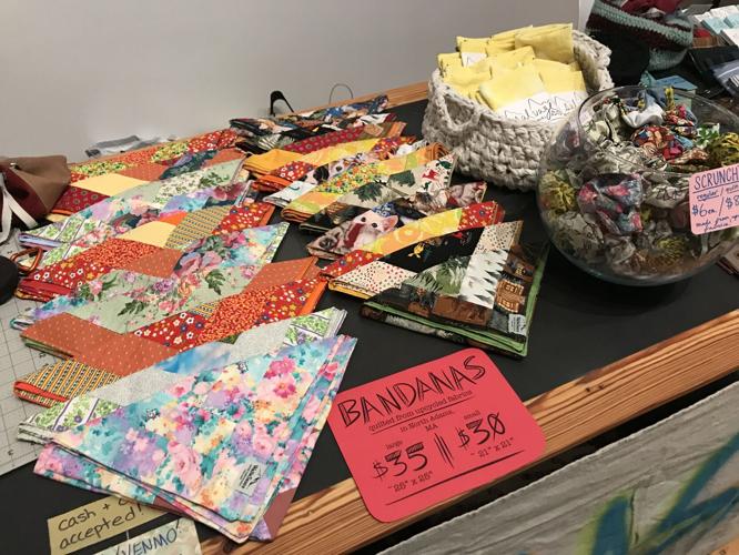 A table of bandanas made by WallaSauce