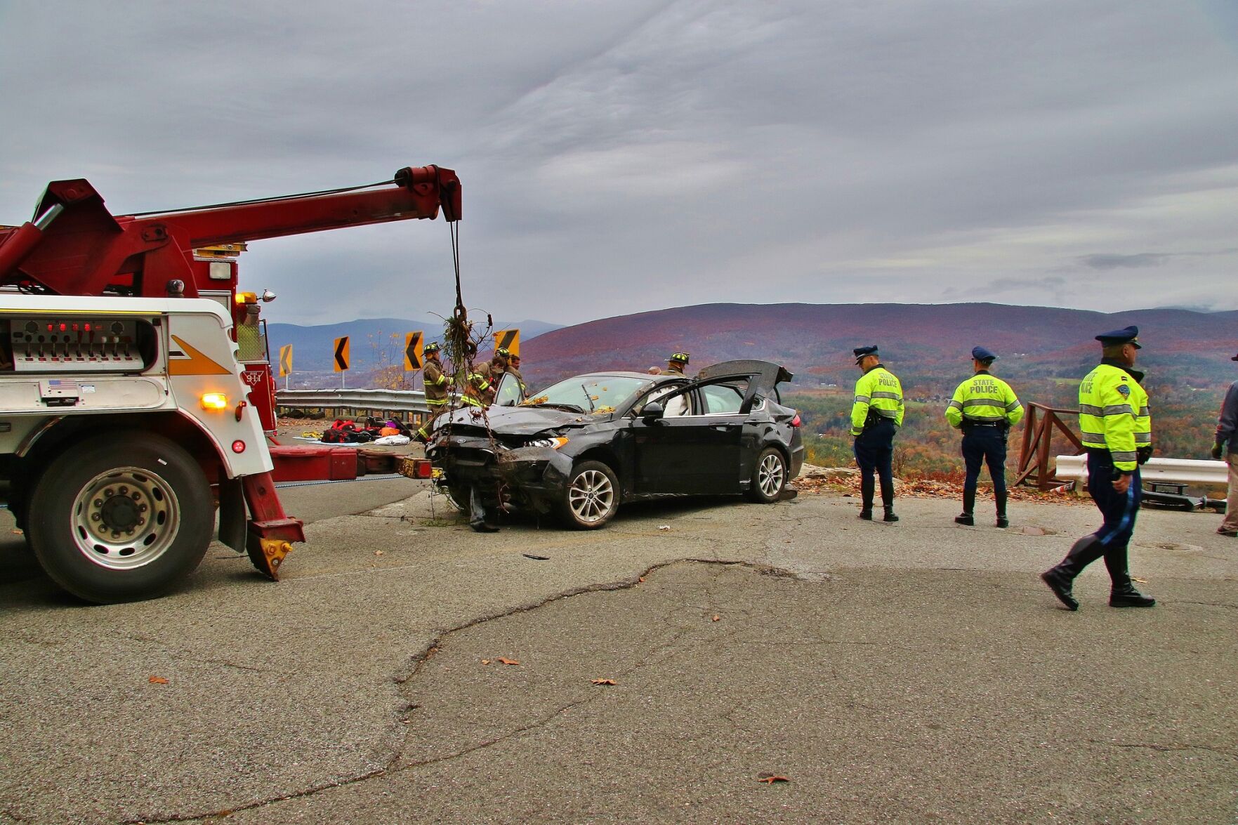 A Car Was Extricated After It Went Over An Embankment At The Hairpin ...