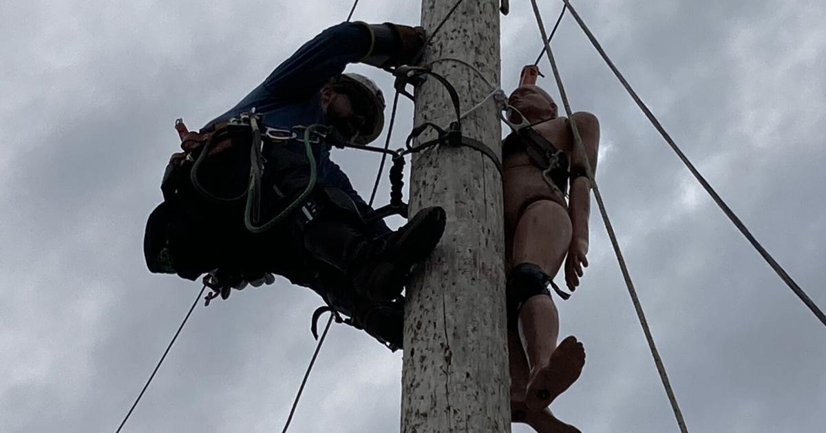 Eversource line workers practice for a Regional Rodeo that measures both safety and time