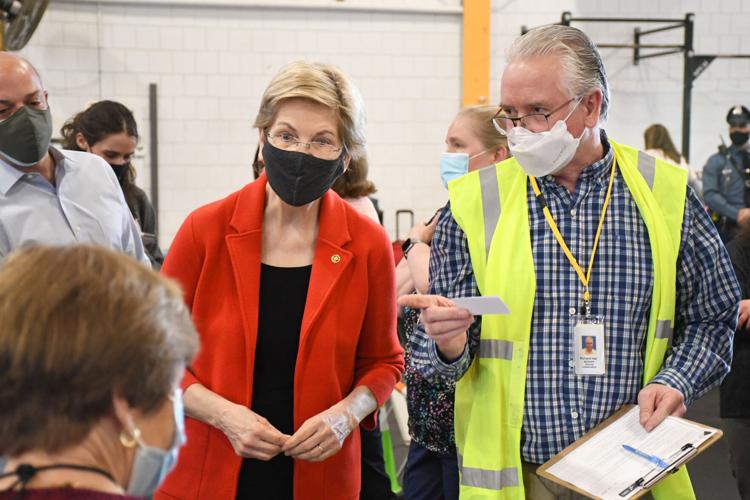 Senator Elizabeth Warren visits BCC vaccination site in Pittsfield on Saturday 1