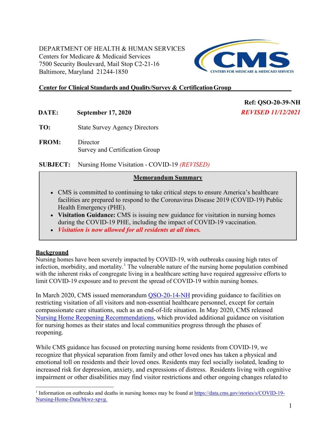 CMS' revised policy
