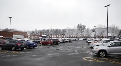 The parking lot at Lenox Middle and High School