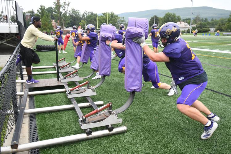 Williams College Football players practice