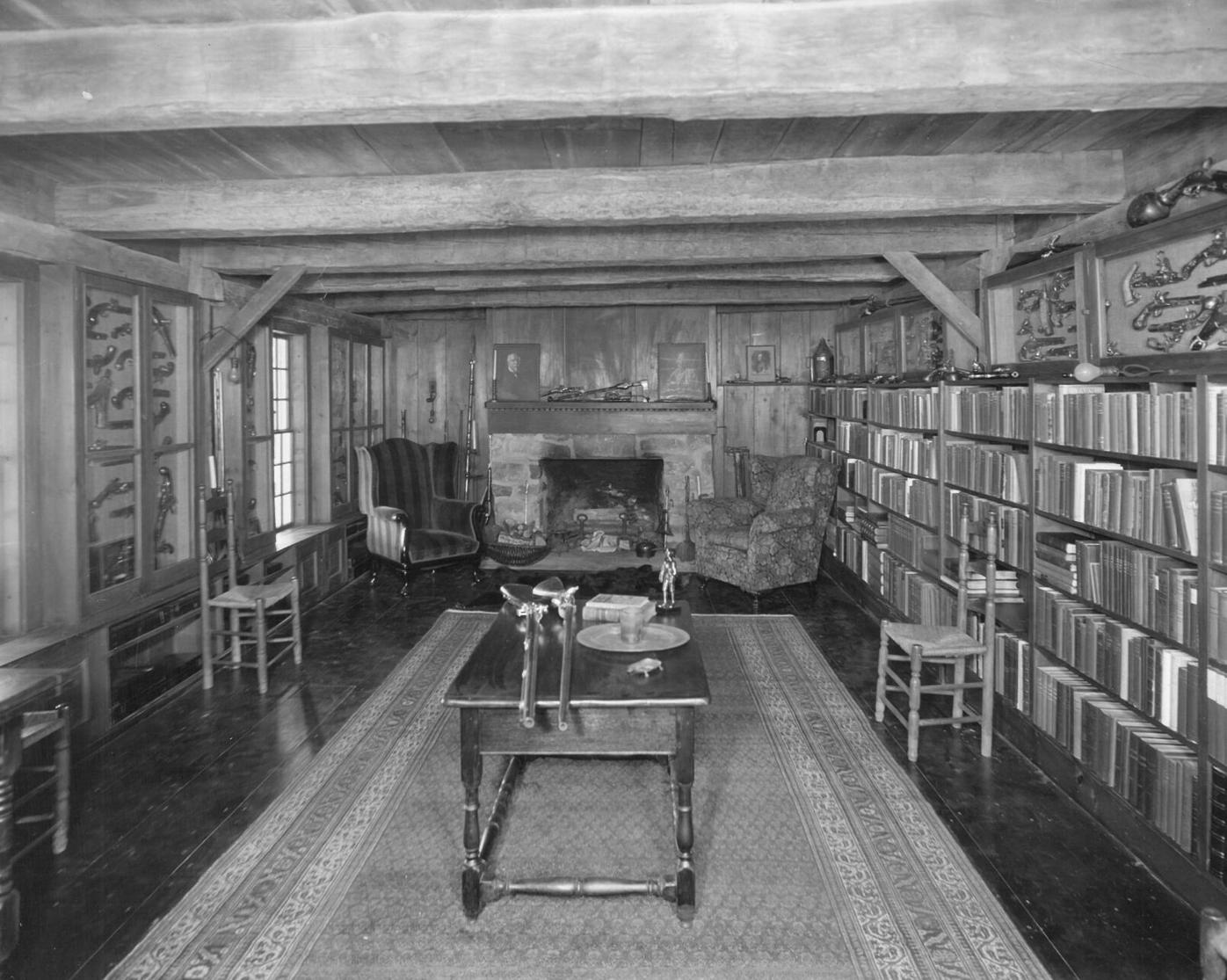 Gun room and library at Major Hugh Smiley's Fenton Brook Farm, Egremont