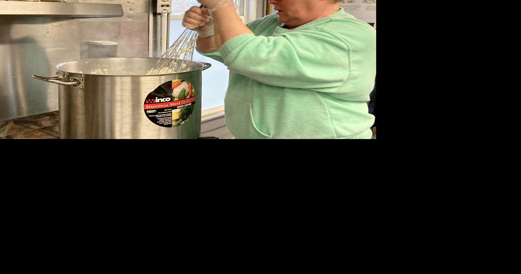 Joanne VIets whisks mashed potatoes