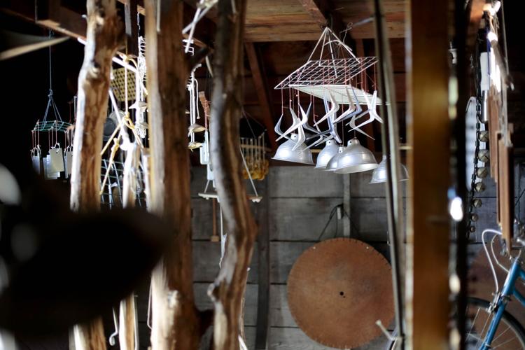 barn with homemade musical instruments inside