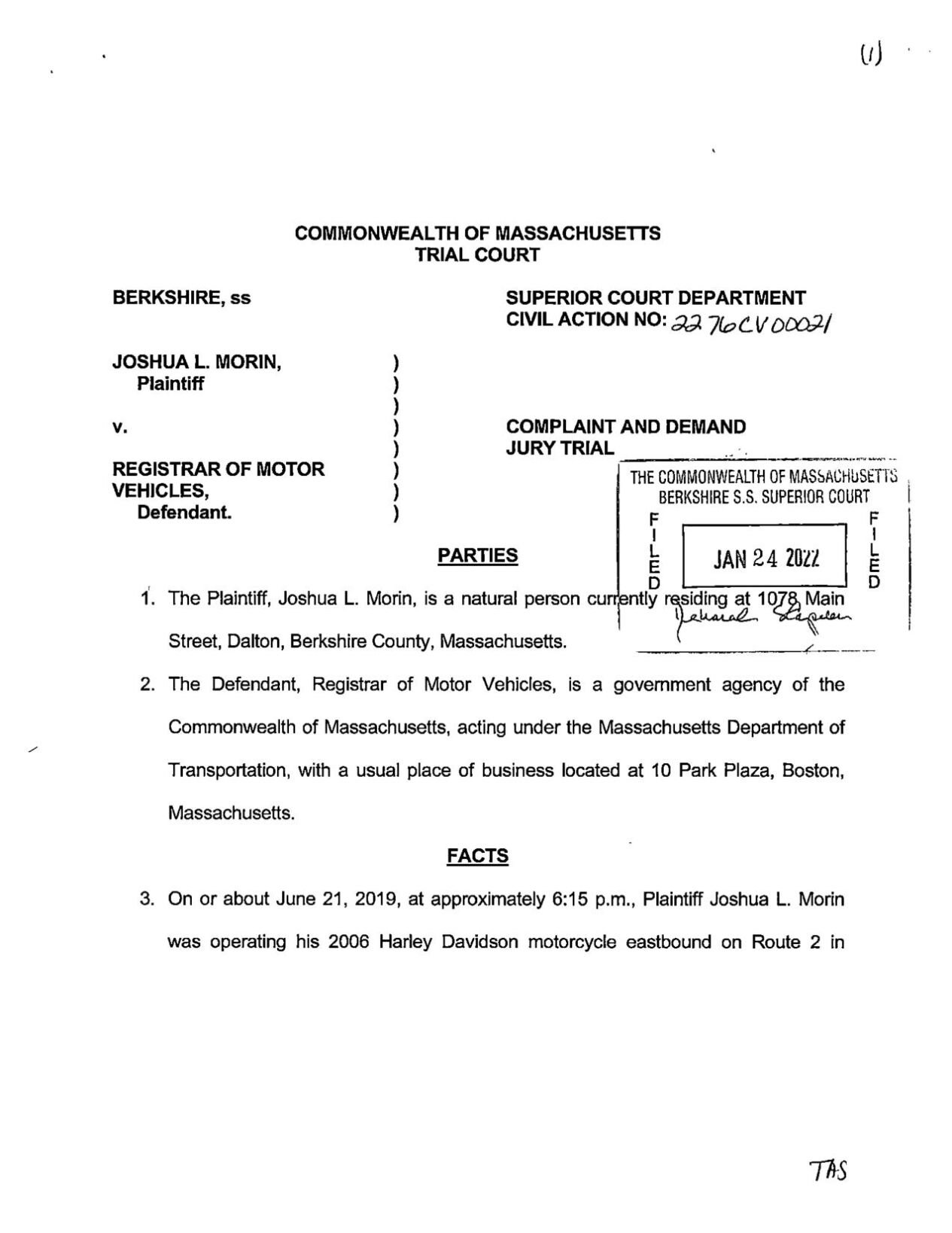 Lawsuit against the RMV