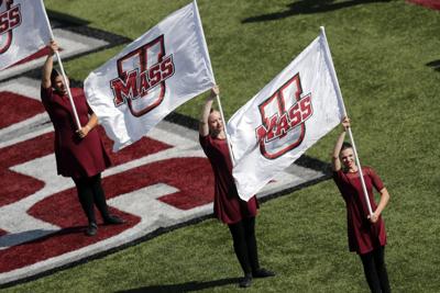 UMass colorguard spin flags