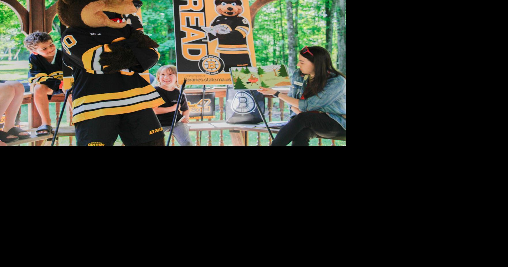 Boston Bruins mascot, Blades, skates into storytime at Sheffield library