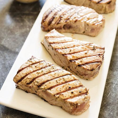 Grilled tuna with a smoky char and a tender interior