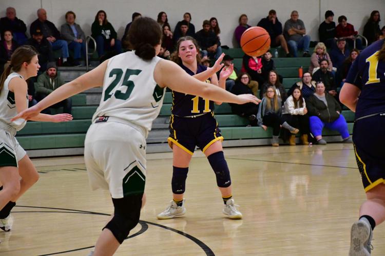 Girls play basketball