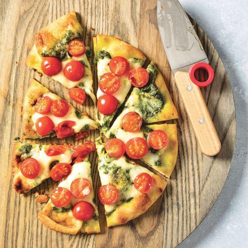 Use Indian flatbread for a quick pizza at home