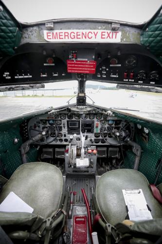 cockpit of wwII c-47 plane