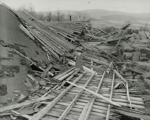 One of the greatest losses in the county was suffered at the Fred E. Werle farm where a $20,000 barn collapsed on top of a tractor, a mower, a hay rake, seeders and about 40 tons of hay.