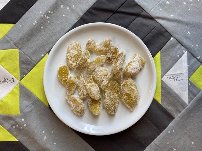 Candied ginger on a plate