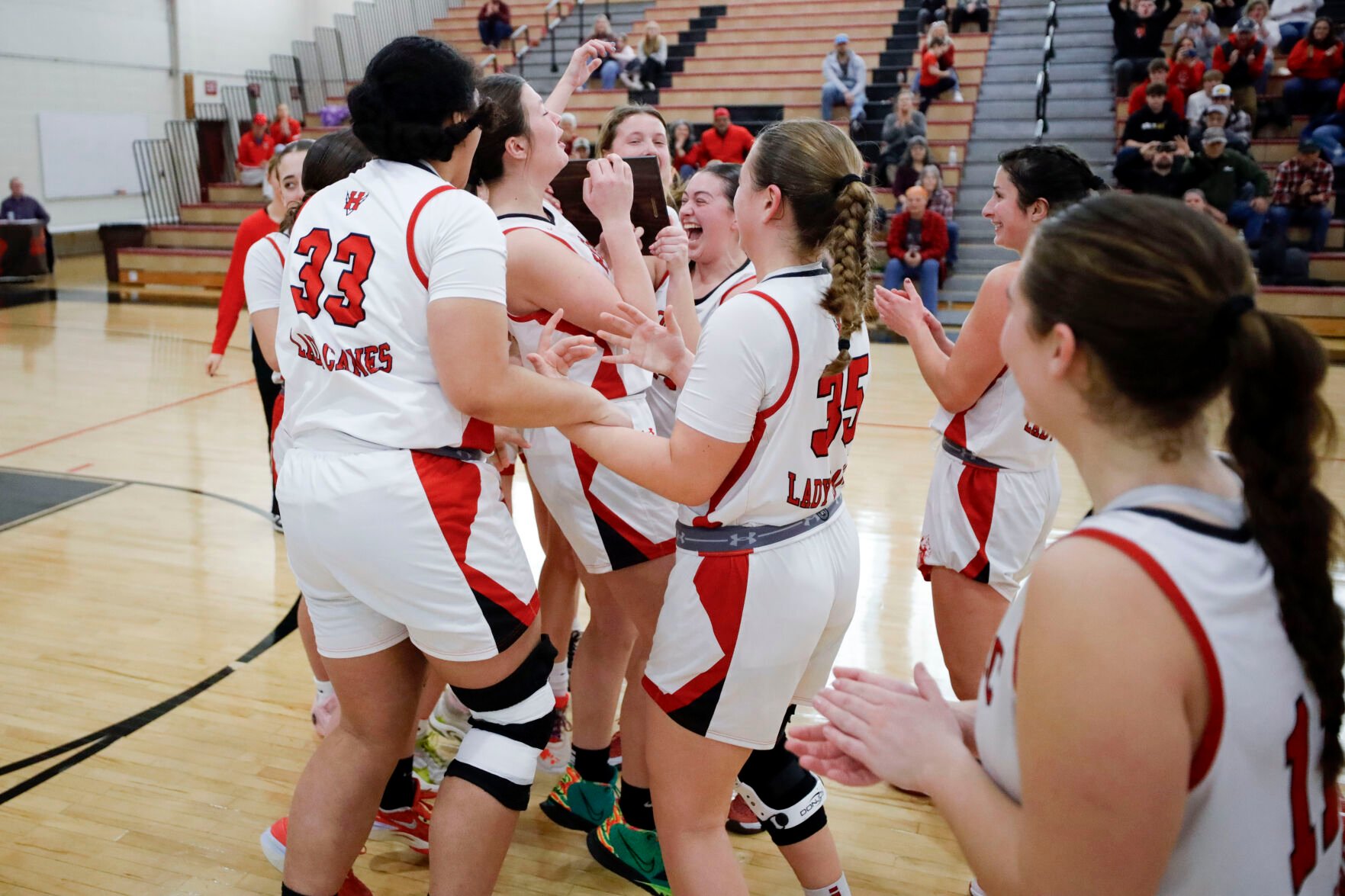 Hoosac girls celebrate with plaque 2
