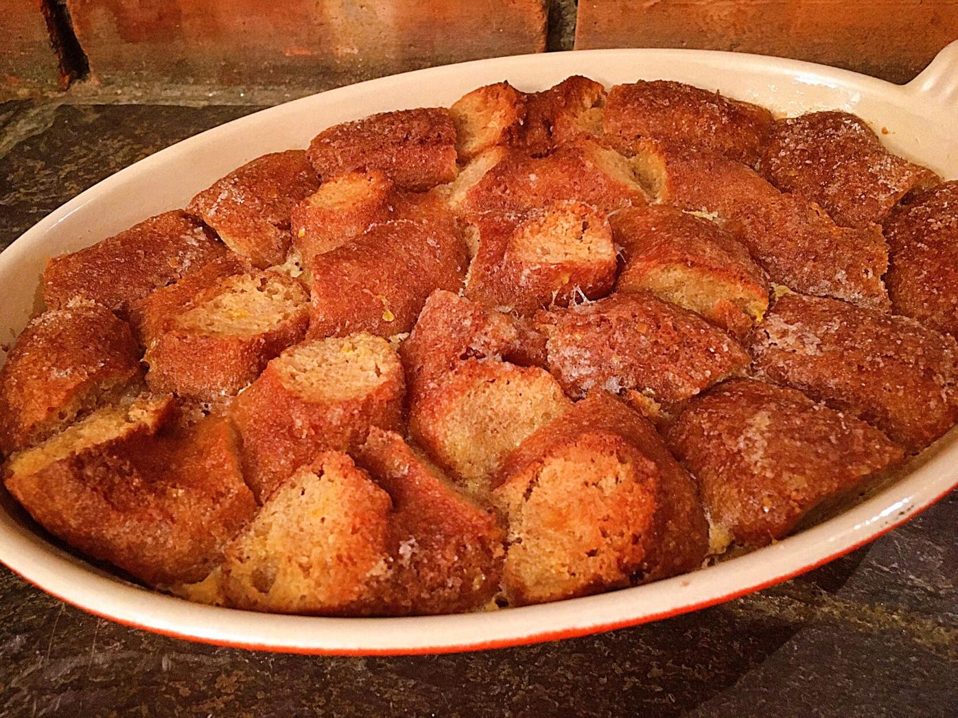 Bread pudding in a bowl