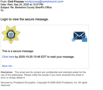 Scam email sent out through the official Civil Process Divisions email