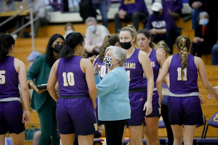coach pat manning with williams college women's basketball team