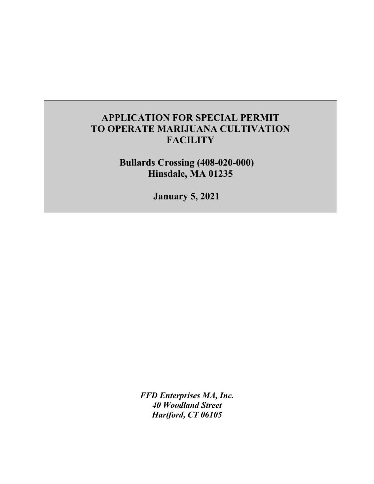 FFD Enterprises MA cannabis project Hinsdale