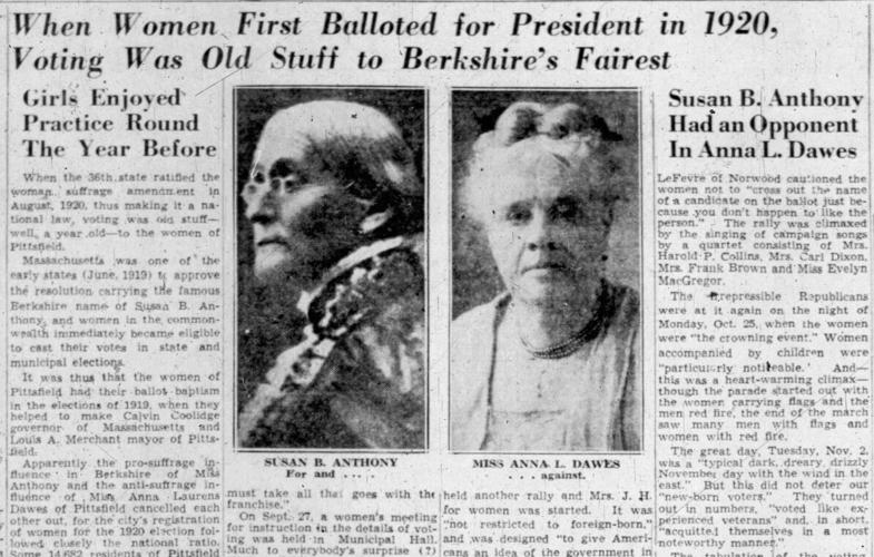 Newspaper image: Susan B. Anthony had an opponent in Anna L. Dawes