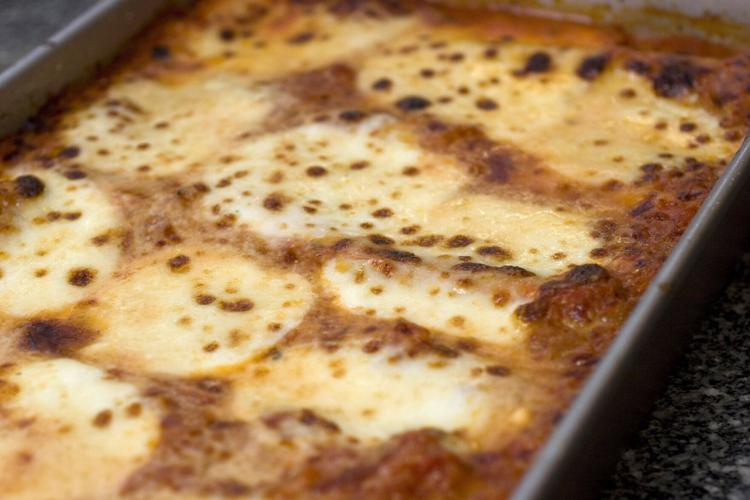 Manicotti in a pan