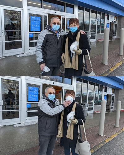 Couple with their N95 masks