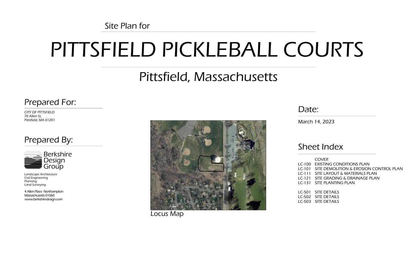 Site plan for Pittsfield pickleball courts